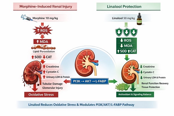 Protective effect of linalool against morphine-induced renal injury: Modulation of oxidative stress and PI3K/AKT/L-FABP signaling pathway 
